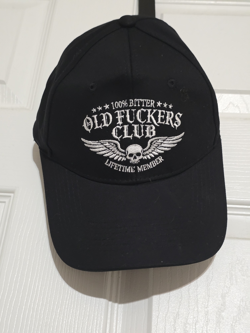 Black Embroidered Skull Baseball Cap - Lifetime Member Design